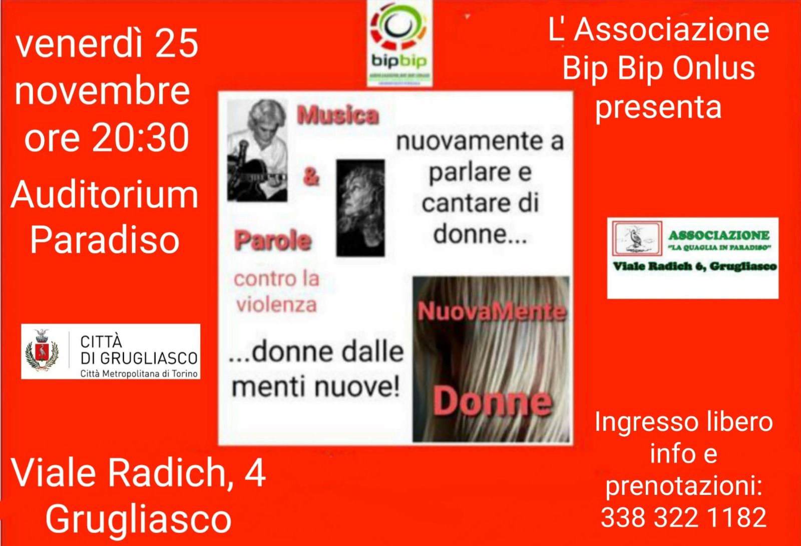 "MUSICA & PAROLE CONTRO LA VIOLENZA - NUOVAMENTE DONNE" 