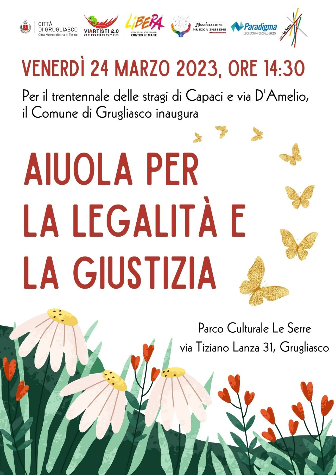 Un'aiuola per la legalità e la giustizia al parco le serre 